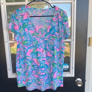 Lilly Pulitzer Pink and Blue Top Size Medium EUC